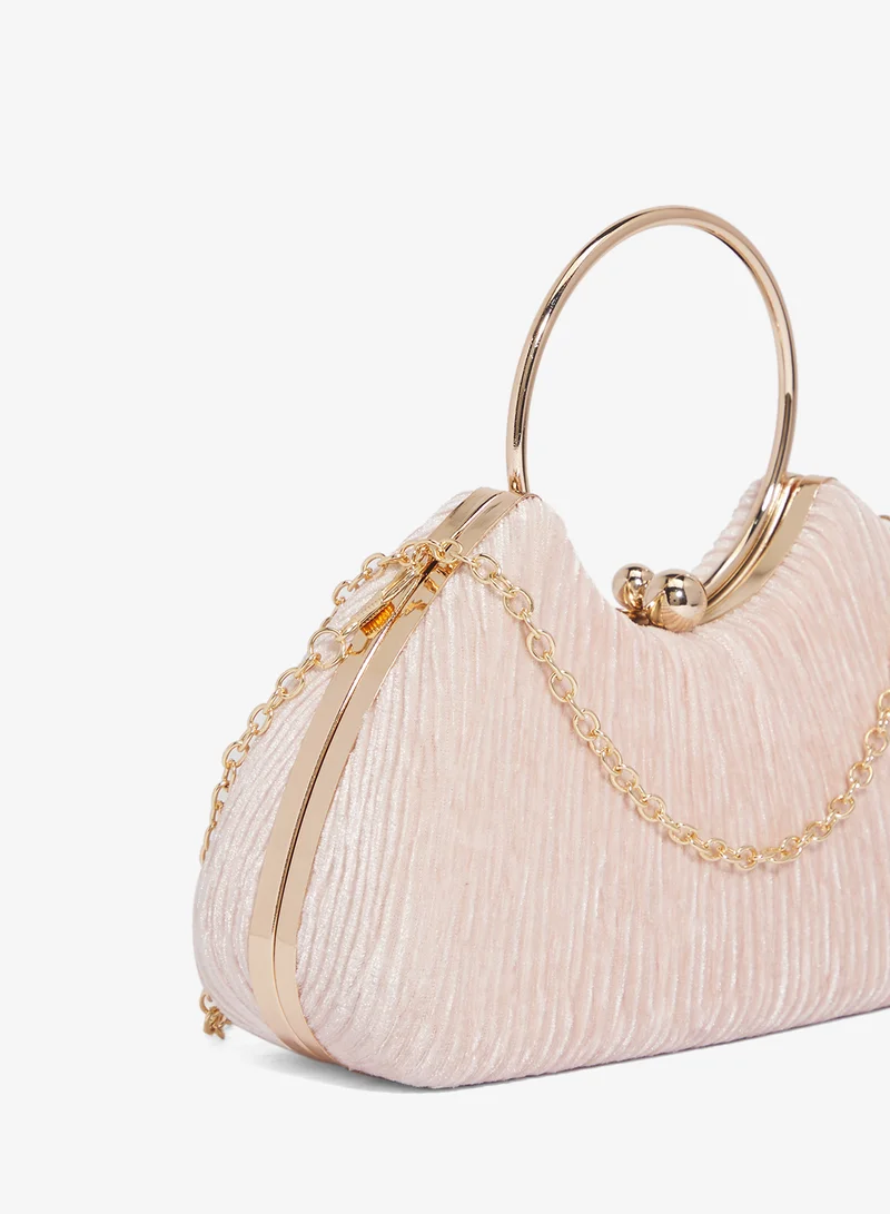 Ella Limited Edition  Textured Ring Handle Bag With Gold Accent for Women | Best Price UAE